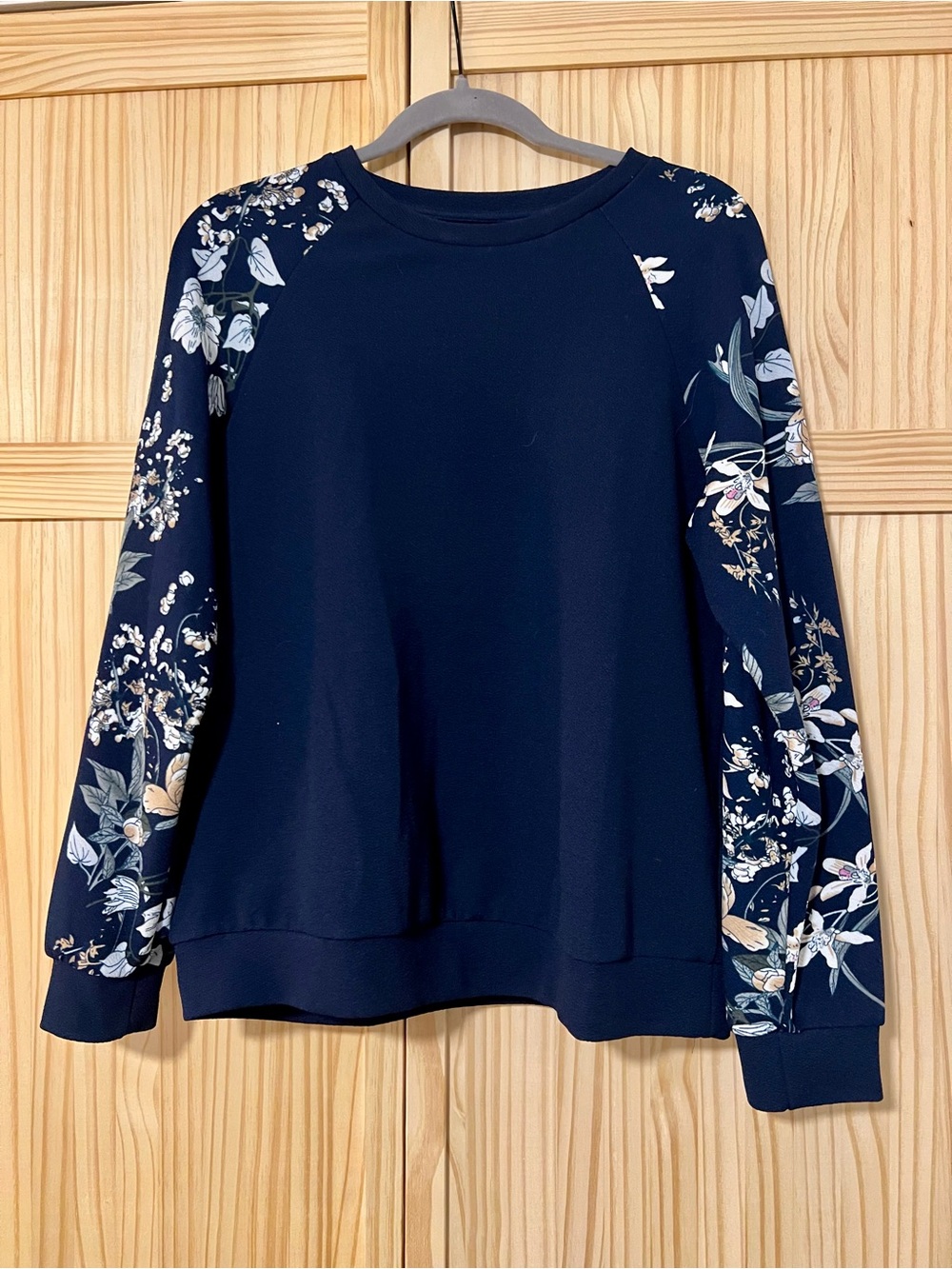 Navy Floral Raglan Sleeve Sweatshirt